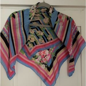 Silk scarf by Honey multicolored floral & geometric pattern